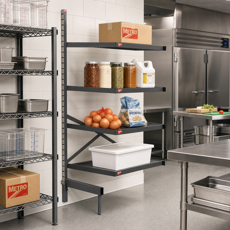 Product image #2 for Metro SmartLever 86-3/8 Inch High Cantilevered Shelving Add-On Kit for 48W x 24D Shelves