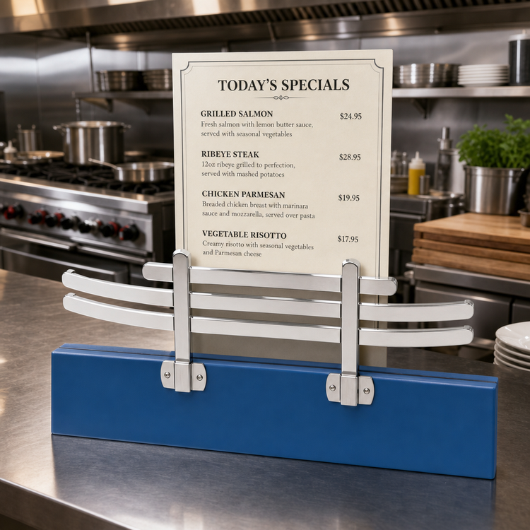 Product image #2 for American Metalcraft Polished Stainless Steel Counter Setup Menu Holder, 15-1/2 x 5 Inch