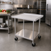 Thumbnail image #2 for 36-Inch High Stainless Steel Equipment Stand with Adjustable Undershelf, V-Edge Front, Side and Rear Splash, and Casters