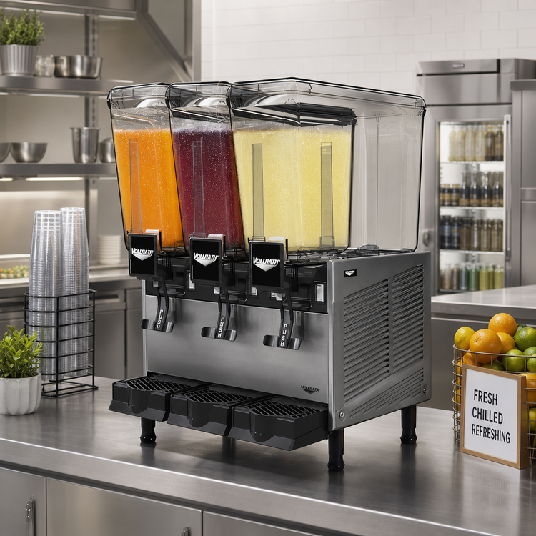 Product image #2 for Vollrath VBBE3-37-F 3-Bowl 5.28-Gallon Fountain Spray Refrigerated Beverage Dispenser