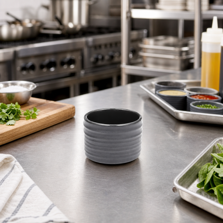 Product image #2 for American Metalcraft 2 oz Gray Porcelain Round Sauce Cup