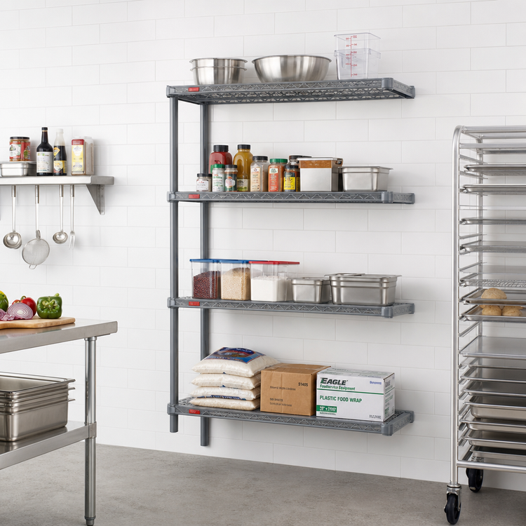 Product image #2 for Eagle Group Valu-Master 4-Tier Add-On Wire Shelving Unit, 42W x 18D x 74H, Pewter Gray Epoxy