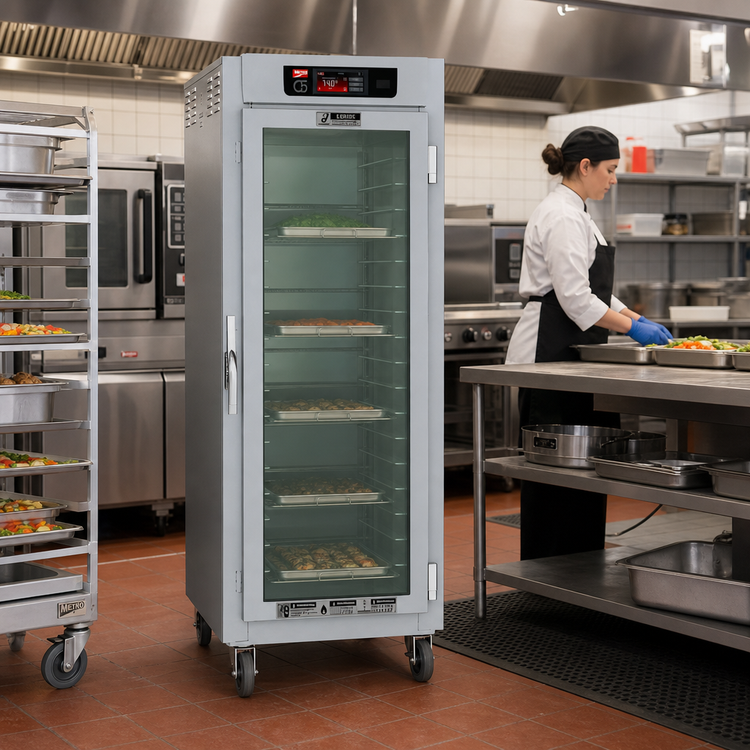 Product image #2 for Metro C5 8 Series Full-Height Pass-Thru Controlled Temperature Holding Cabinet with Combination Doors and Universal Wire Slides