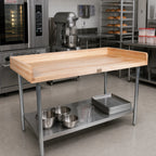 Thumbnail image #2 for John Boos DSS11 48 x 36-Inch Baker's Work Table with 1-3/4-Inch Maple Top, Stainless Steel Base, Undershelf and Coved Riser