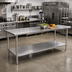 Thumbnail image #2 for Advance Tabco 120-Inch x 30-Inch 16-Gauge 304 Stainless Steel Flat Top Work Table with Adjustable Undershelf