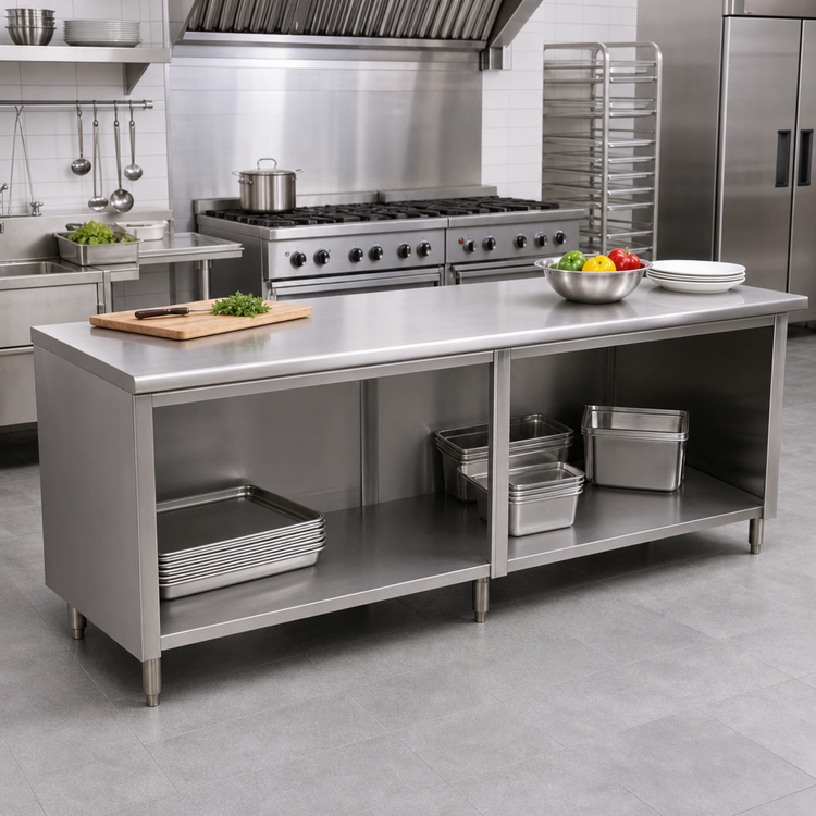Product image #2 for Advance Tabco Special Value Series 120-Inch x 24-Inch Stainless Steel Flat Top Open Base Work Table