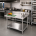 Thumbnail image #2 for Advance Tabco 30 Inch x 30 Inch 14 Gauge 304 Stainless Steel Work Table with 5 Inch Backsplash and Galvanized Undershelf