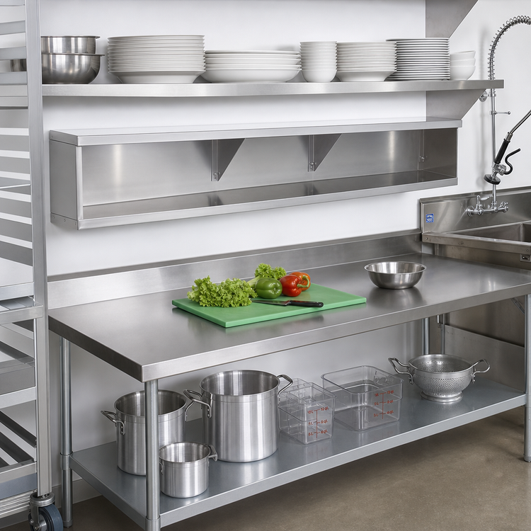 Product image #2 for Advance Tabco 77-3/4-Inch Stainless Steel Add-On Dish Shelf, 7-Inch Wide