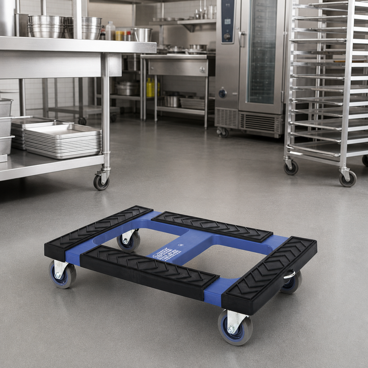 Product image #2 for Quantum 30 x 18 Blue Polymer Dolly with Padded Rubber Trim, 1,000 lb Capacity