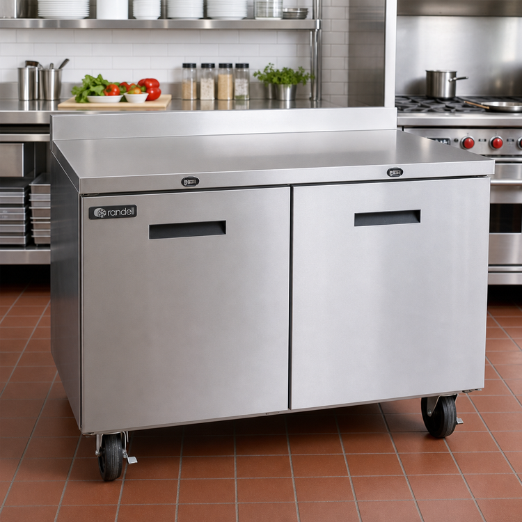 Product image #2 for Randell 48-Inch 2-Section Worktop Freezer with Solid Doors and Rear-Mounted Self-Contained Refrigeration