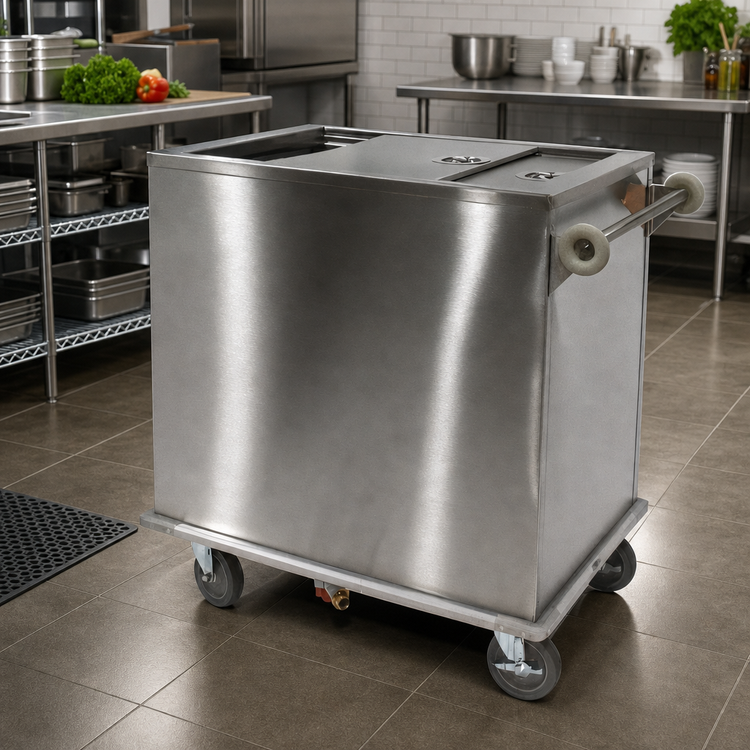 Product image #2 for Dinex Mobile Stainless Steel Ice Caddy with Sliding Cover, 200-Lb Capacity