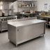 Thumbnail image #2 for 72 Inch x 24 Inch Stainless Steel Enclosed Work Table with Cabinet Base, Sliding Doors, and 6 Inch Backsplash