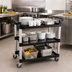 Thumbnail image #2 for 3-Shelf Utility Bus Cart with Black Plastic Shelves, 42-1/2 x 19-3/4 x 37-7/8 Inches