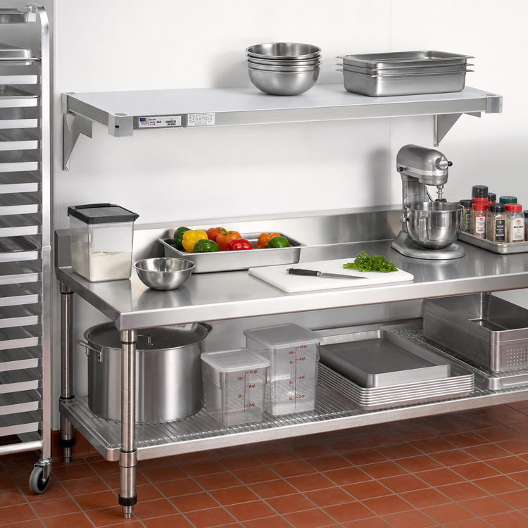 Product image #3 for New Age Adjust-A-Shelf Solid Brute Series Aluminum Commercial Shelf, 66 x 20 Inches, 800 lb Capacity
