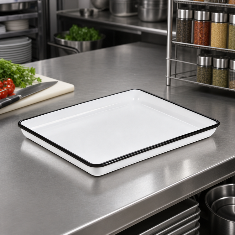 Product image #2 for American Metalcraft Endurance Rectangular Melamine Platter, 12-7/8 x 10-1/4 Inch, White with Black Rim