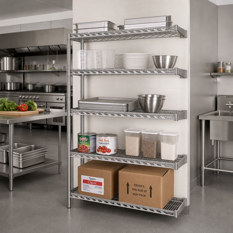 Product image #2 for Eagle Group 5-Tier Add-On Wire Shelving Unit, 30"W x 21"D x 86"H, Stainless Steel Finish