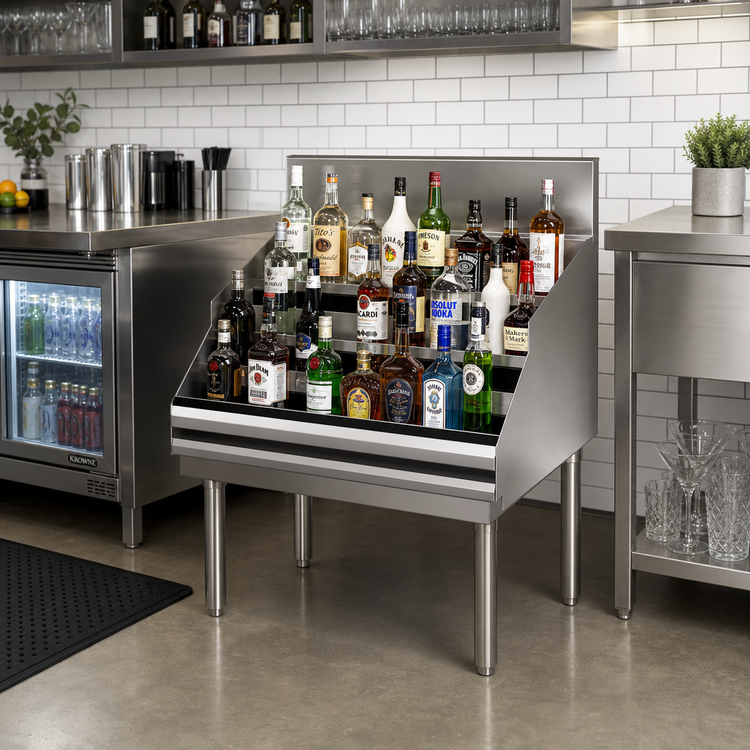 Product image #2 for Krowne Royal Series Freestanding Underbar Liquor Bottle Display Unit, 30 x 24 Inches, 36-Bottle Capacity