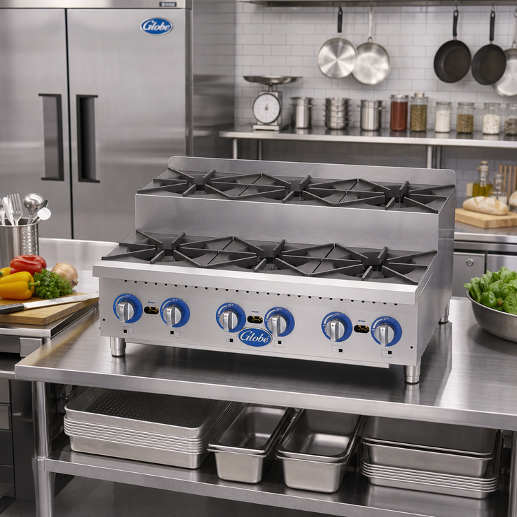 Product image #2 for 36-Inch Countertop Commercial Gas Hot Plate with 6 Burners and 180,000 BTU