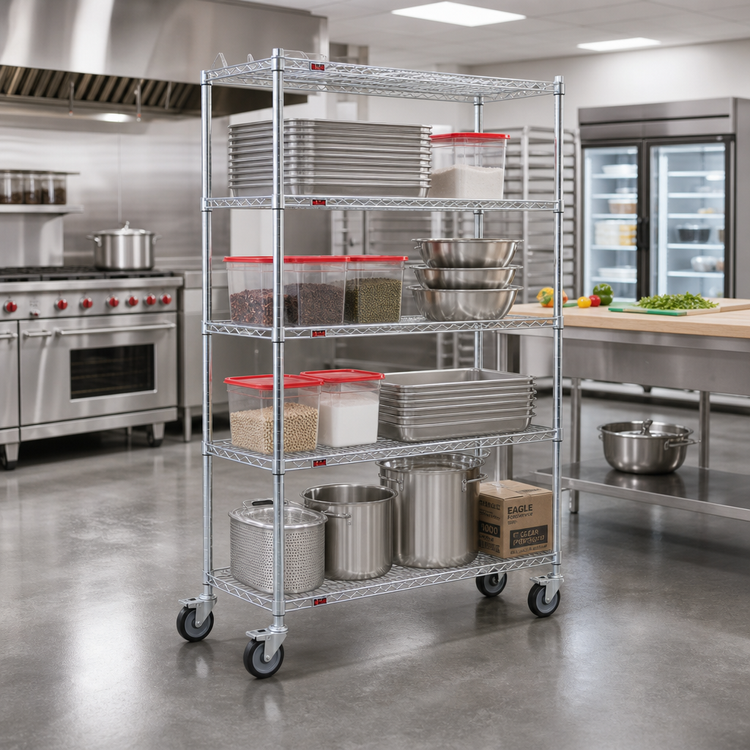 Product image #2 for EAGLEbrite 4-Tier Wire Dolly Truck with Swivel/Brake Casters, 36 x 24 Inches, Zinc Finish