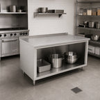 Thumbnail image #2 for John Boos 4CO4R1.5-3672 Open-Front Cabinet Base Stainless Steel Work Table, 14-Gauge Top, 72 x 36 Inches, 1-1/2-Inch Rear Riser
