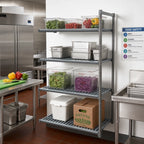 Thumbnail image #2 for Cambro Camshelving® Basics Plus CBA213672V4580 4-Tier Stationary Add-On Polymer Shelving Unit, 21 x 36 x 72 Inches, Brushed Graphite