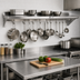 Thumbnail image #2 for John Boos Stallion Wall-Mount Pot Rack Shelf with 11 Hooks, 132 x 18 x 13 Inches