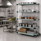 Thumbnail image #2 for Quantum WRS5-63-2460SS 5-Shelf Solid Stainless Steel Shelving Starter Kit, 60"W x 24"D x 63"H