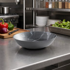 Thumbnail image #2 for American Metalcraft MCB36GM 36 oz Round Melamine Bowl, 8-3/4 in. Diameter x 2 in. H, Matte Marble Gray Case of 48
