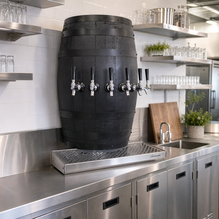 Product image #2 for Glastender Wood Barrel Wall-Mount Glycol-Cooled Draft Dispensing Tower with 5 Faucets