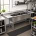 Thumbnail image #2 for Eagle Group S14 Series Three-Compartment Stainless Steel Sink with Left Drainboard, 89-1/2
