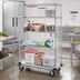 Thumbnail image #2 for Quantum 48 Inch x 18 Inch Mobile Enclosure Cart, 4-Shelf Wire Shelving Unit, Chrome-Plated Finish