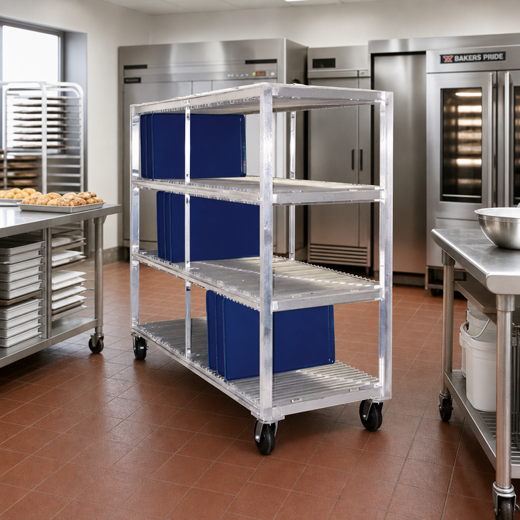 Product image #2 for New Age Mobile Aluminum 3-Tier Tray Drying Rack, 288-Tray Capacity