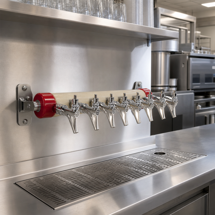 Product image #2 for Micro Matic Kool-Rite 6-Faucet Wall-Mount Glycol-Cooled Beverage Insert Module with Long Shanks