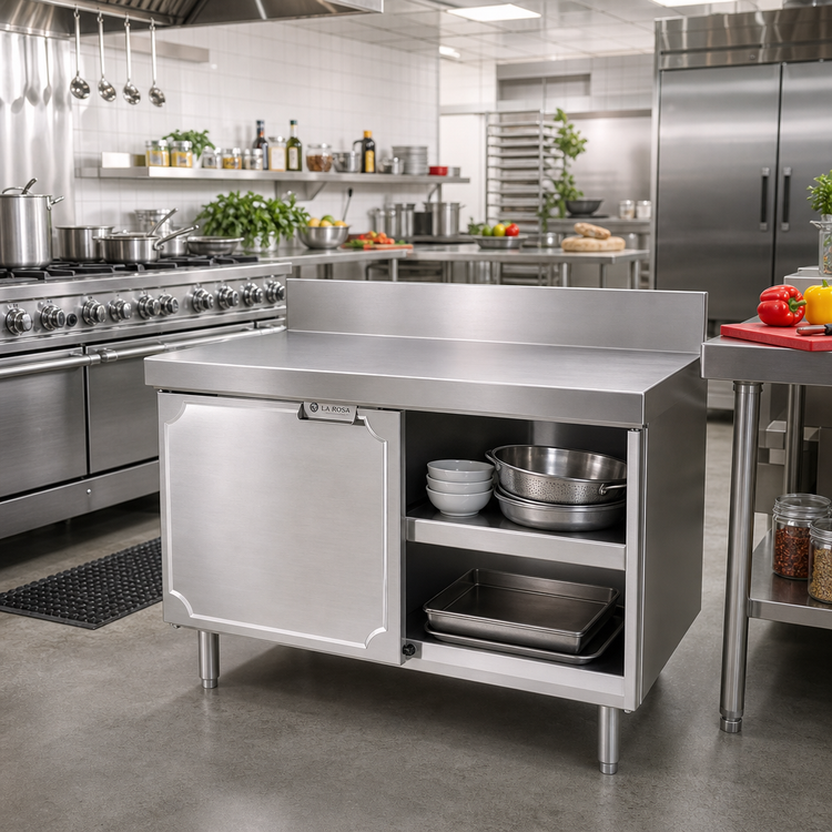 Product image #2 for La Rosa Refrigeration 42-Inch Stainless Steel Utility Stand Cabinet Base with Hinged Doors, 28-Inch Deep