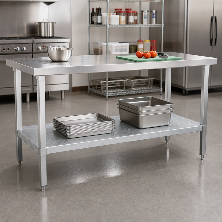 Product image #2 for 84"W x 24"D Galvanized Undershelf for Work Tables