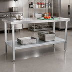 Thumbnail image #2 for Klinger's Trading SGUD2484 84"W x 24"D Galvanized Steel Undershelf for Commercial Work Tables