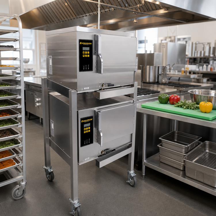 Product image #2 for AccuTemp Evolution Double-Stack Boilerless Convection Steamer, 2 Compartments, 6 Full-Size Pan Capacity, Dual Voltage 208/240V, 3-Phase