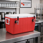 Thumbnail image #2 for Micro Matic USA CB482R 48-Quart Red Plastic Ice Chest Coil Cooler with Ice Water Coil, CO2 Dispenser and 2 Faucets