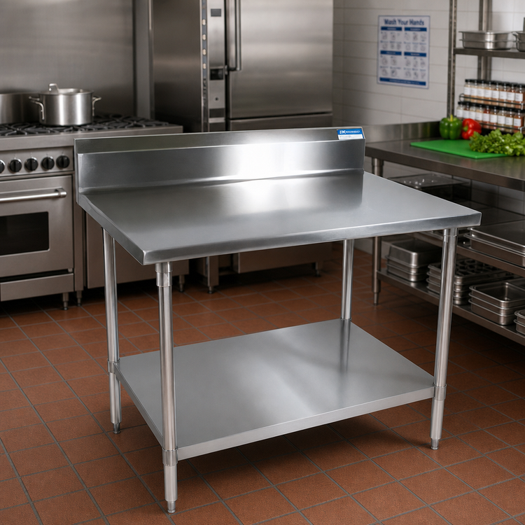 Product image #2 for BK Resources 60" x 30" 18-Gauge Stainless Steel Work Table with 5" Backsplash and Adjustable Undershelf