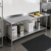 Thumbnail image #2 for BK Resources 84-Inch x 24-Inch 18-Gauge 430 Stainless Steel Work Table with 1-1/2-Inch Rear Riser and Adjustable Undershelf
