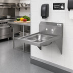 Thumbnail image #2 for BK Resources BKHS-ADA-S ADA Wall-Mount Stainless Steel Hand Sink, 14 x 16 Inch Bowl, 5 Inch Deep, 8 Inch Backsplash