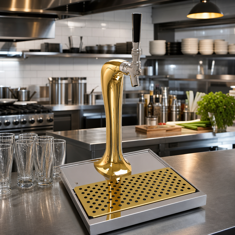 Product image #2 for Glastender Cobra Single-Faucet Countertop Air-Cooled Draft Dispensing Tower, Gold Finish
