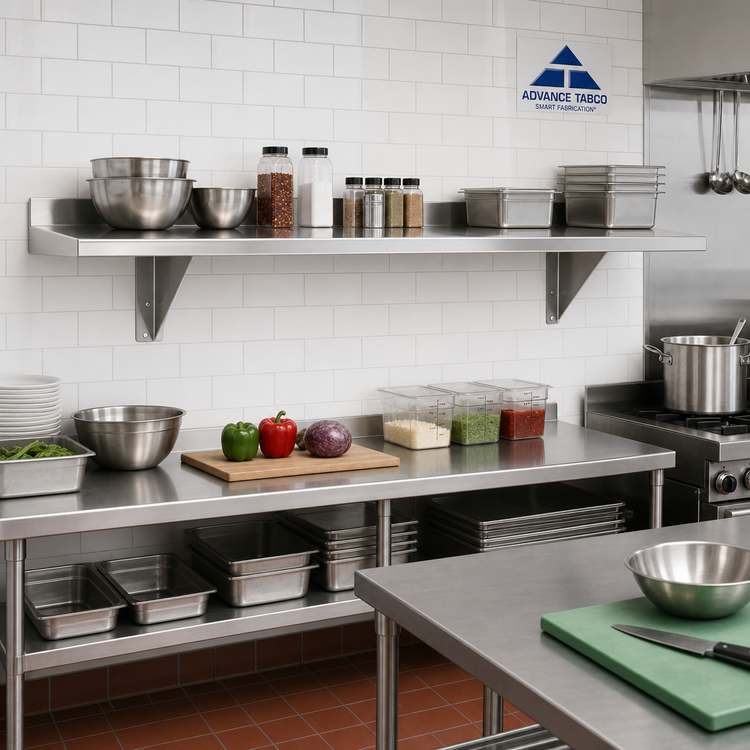 Product image #2 for Advance Tabco WS-18-120 120 Inch x 18 Inch Wall-Mounted Stainless Steel Shelf