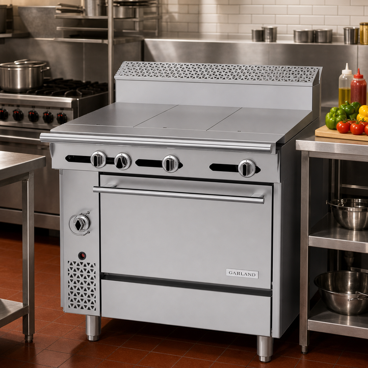 Product image #2 for Garland Cuisine Series 36-Inch Heavy Duty Natural Gas Range with 3 Even-Heat Hot Tops and Standard Oven