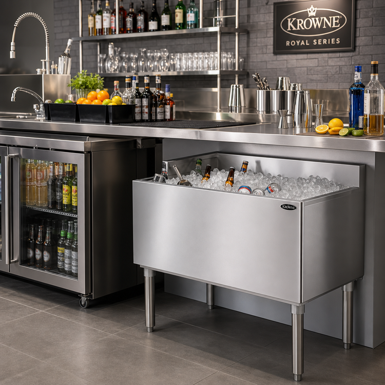 Product image #2 for Krowne Royal Series 36-Inch Underbar Ice Bin/Cocktail Unit, 110 lb. Capacity