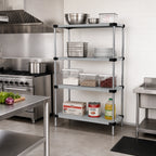 Thumbnail image #2 for Quantum WRS4-74-2130SS 4-Shelf Solid Stainless Steel Stationary Shelving Starter Kit, 30W x 21D x 74H