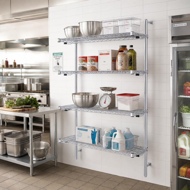 Product image #2 for Eagle Group 4-Tier Add-On Chrome Wire Shelving Unit, 42W x 18D x 63H Inches