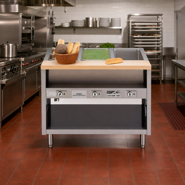 Product image #2 for Dinex ServeXpress DXPDME4DS 4-Well Electric Stationary Hot Food Counter with Enclosed Base