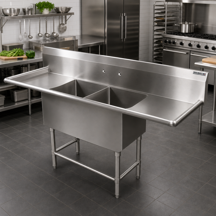 Product image #2 for John Boos Pro-Bowl 2-Compartment Sink with Left and Right Drainboards