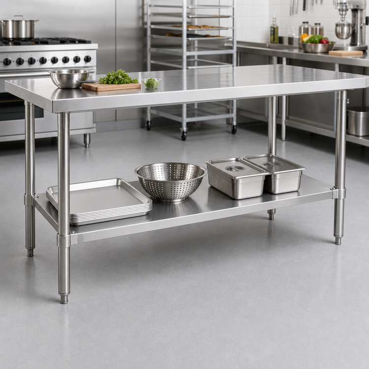 Product image #2 for Adjustable 18-Gauge Stainless Steel Undershelf for 72 x 30 x 36-Inch Work Table